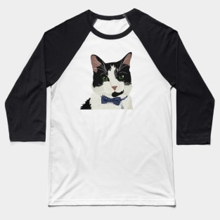 Tuxedo Cat Portrait Baseball T-Shirt